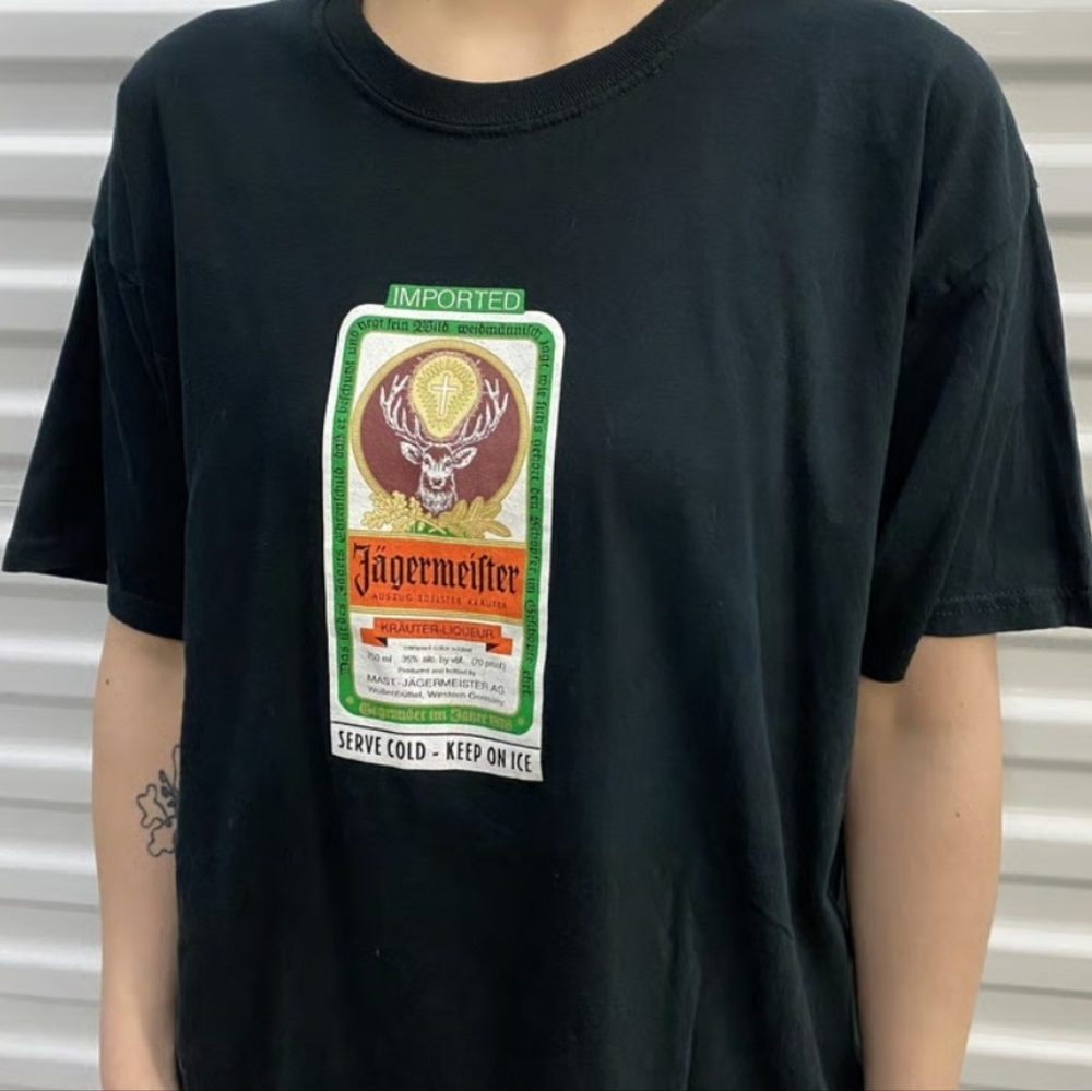 Jagermeister Black  T-Shirt with Multicolor Logo